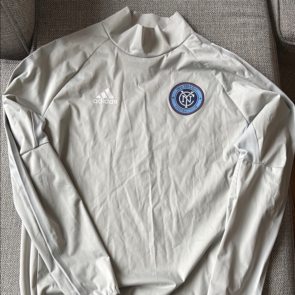 Adidas Climastorm NYCFC Gray Long Sleeve Pullover Jacket - Size S